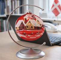 julelanterne i glas med vintermotiv
